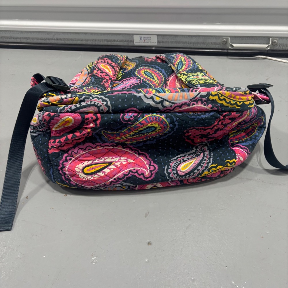 Vera Bradley Campus Backpack Quilted Cotton Multi-Color Paisley Navy Blue - Picture 7 of 7